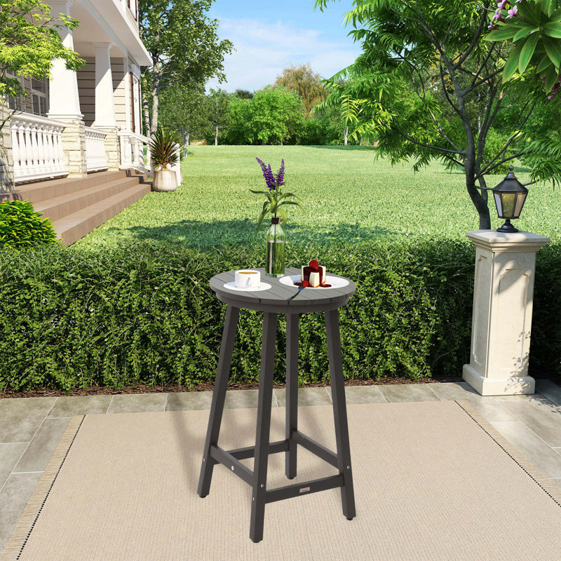Table de bar d'extérieur grise, idéale pour la terrasse et la piscine, Gris