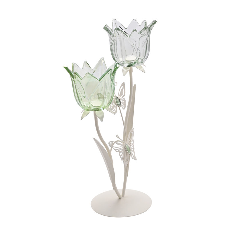 37Cm Glass Metal Tabletop Votive Holder