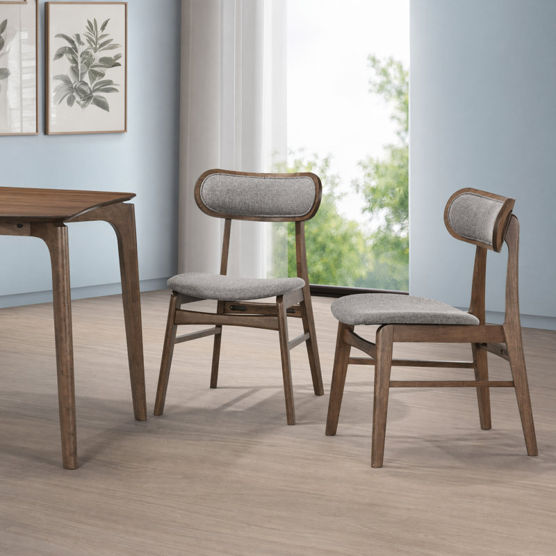 Upholstered Side Chairs with Solid Wood Frame, Brown