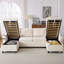 Canapé modulaire polyvalent beige avec rangement et USB, salon moderne