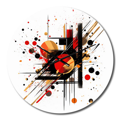 Horloge murale rouge et noire abstraite Dreamscape II