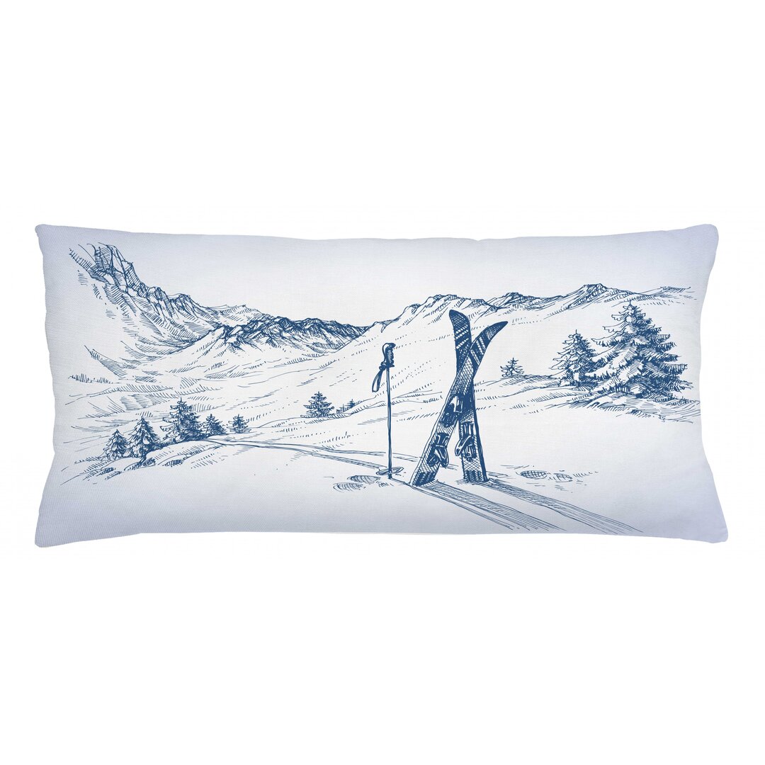 Kissenbezug, Ski Sport Mountain View, Winter, Blau Weiss