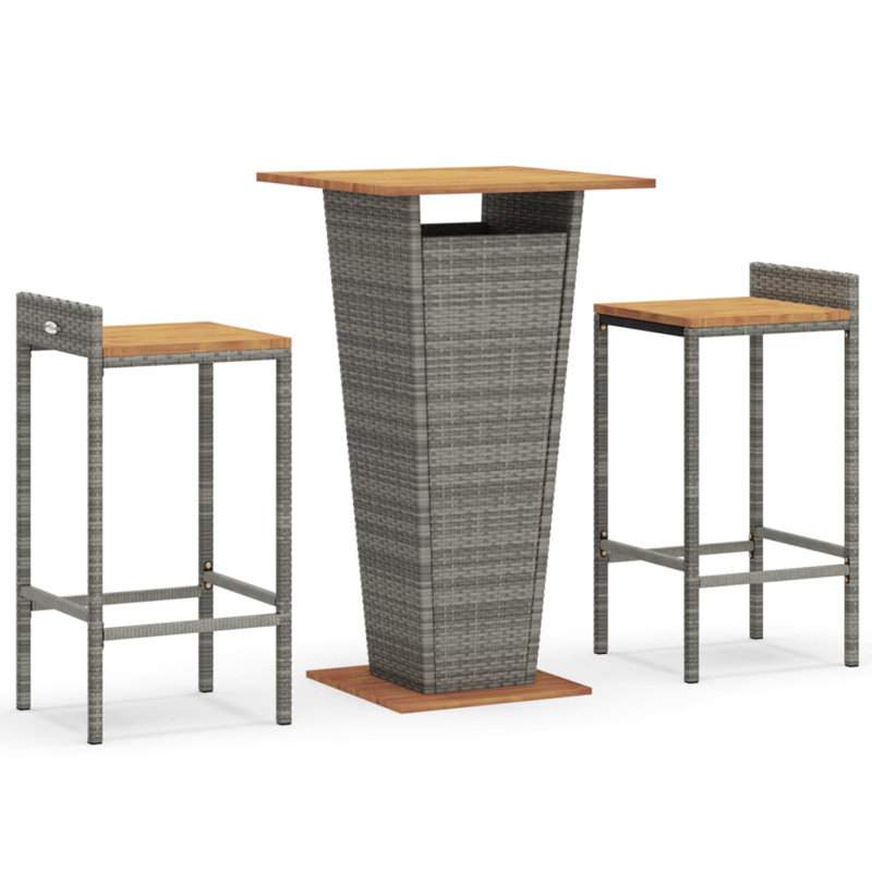 Bar Set with Stools, Grey