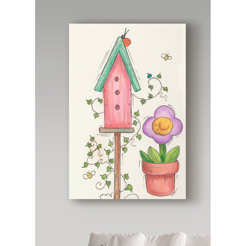 « nichoir rose », art sur toile, H 19 po x l 12 po x P 2 po