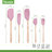 Tovolo Flex-Core Silicone Spatula Set of 5 with Natural Wood Handles for Cooking and Baking, Pink Sorbet