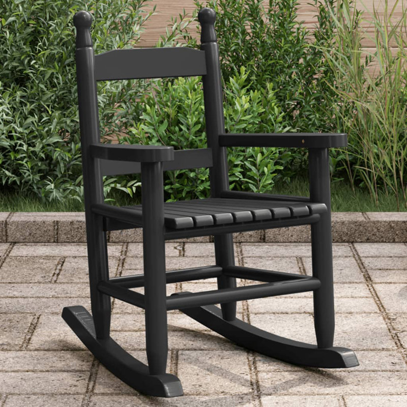 Achaia Solid Wood Rocking Chair, Black