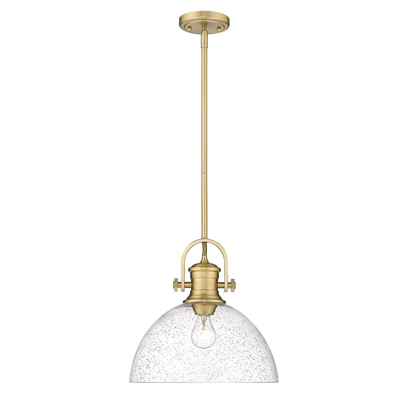 Luminaire suspendu dôme à 1 lumière Bales, Verre bullé, Bronze champagne brossé
