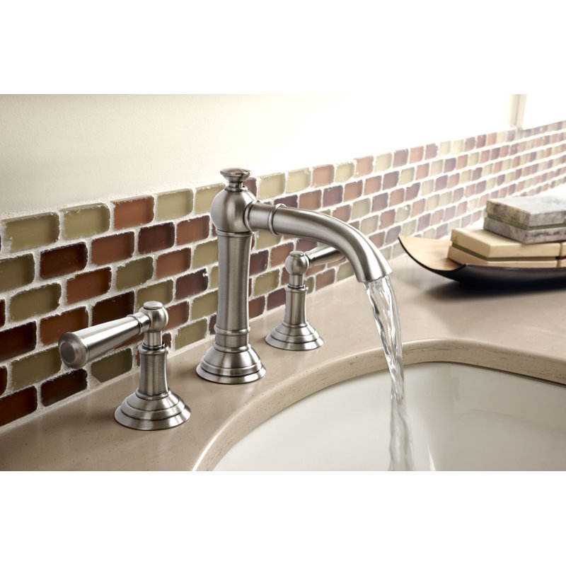 Aylesbury Widespread Bathroom Faucet with Drain Assembly, Midnight Chrome
