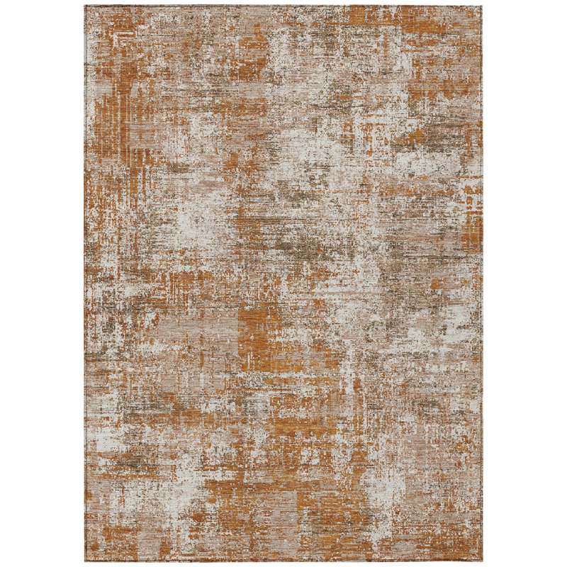 Machine Washable Indoor/Outdoor Chantille ACN2693 Abstract Rug, Paprika, 10' x 14'