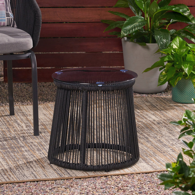 Table d'appoint d'extérieur pour patio, Noir