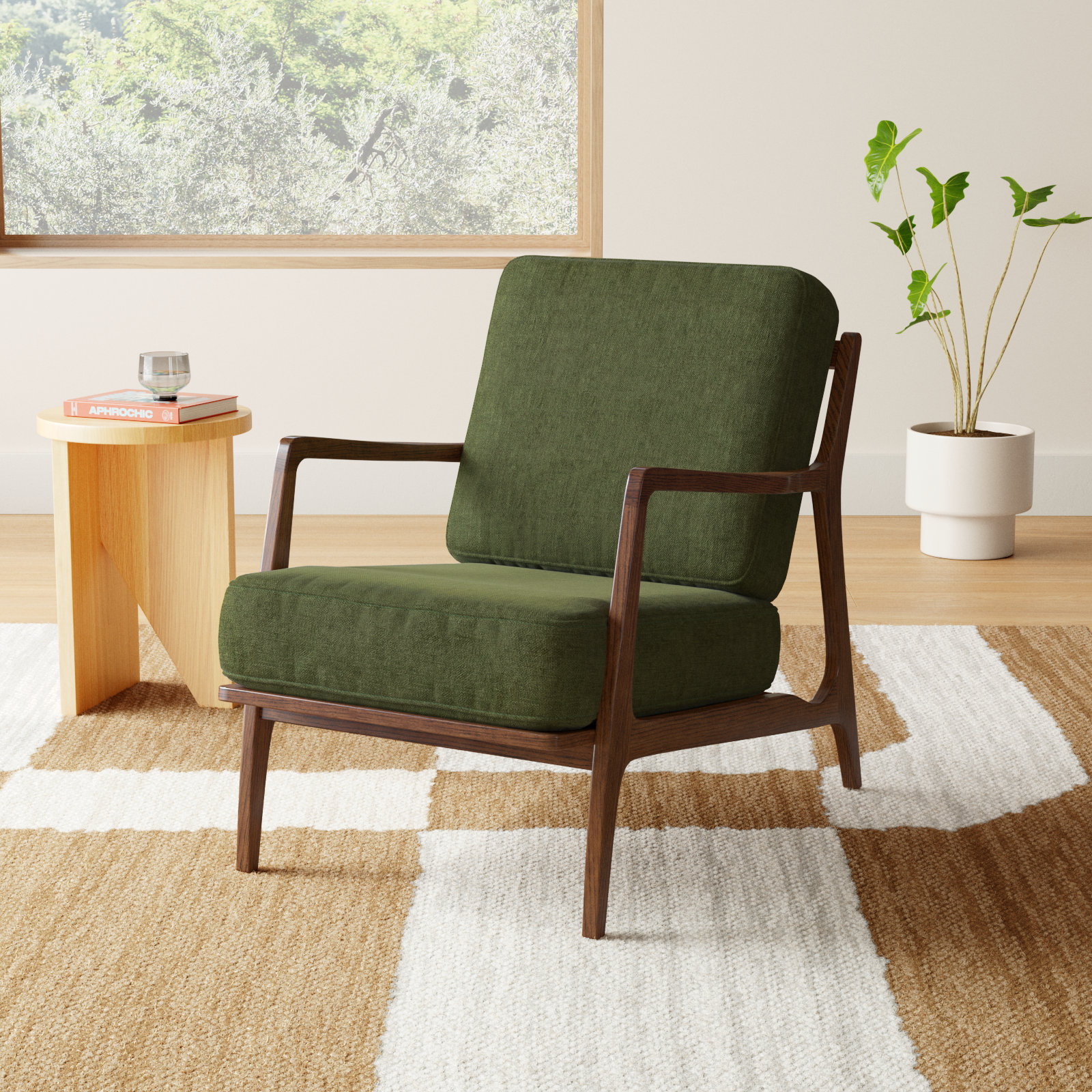 Verity Fabric Upholstered Lounge Armchair, Distressed Green Velvet