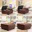 Repose-pieds en cuir de polyuréthane brun de style Mid-Century avec rangement spacieux en cuir, design carré-851468872