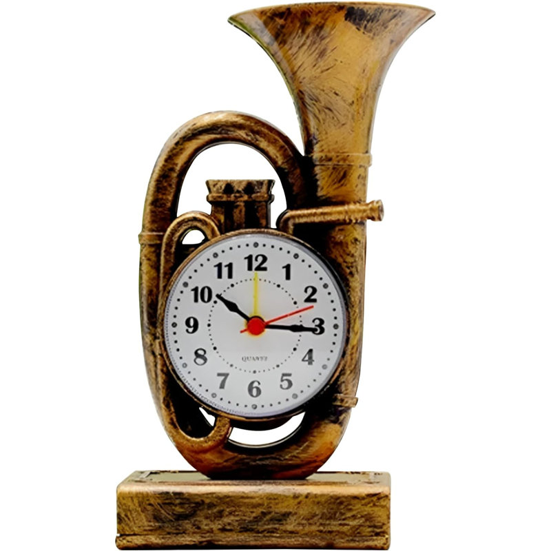 Quartz Movement / Crystal Alarm Tabletop Clock, Bronze