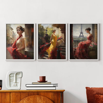 Feminine  Series  XCIII  -Set Of 3 Framed Giclee Prints -Ready to Hang