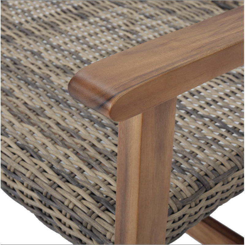 Causeuse en bois et osier Hampton, Gris / naturel