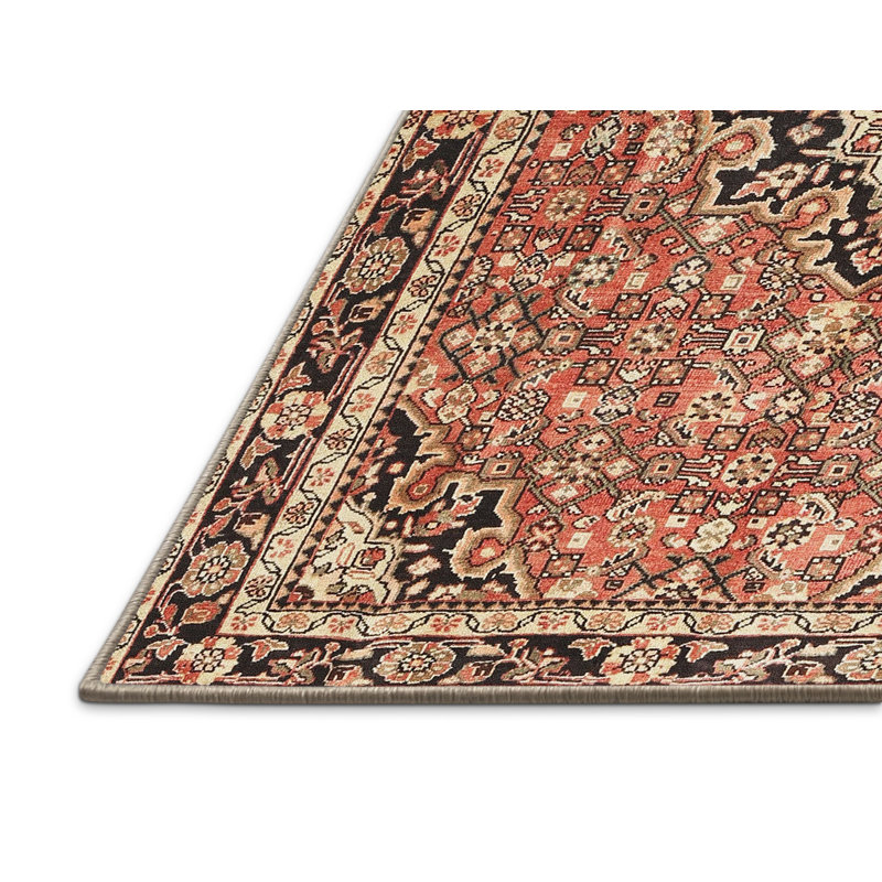 Tapis beige/gris/rouge traditionnel, Rectangle 2 pi x 5 pi