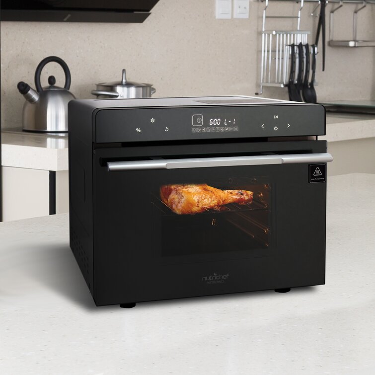 NutriChef 24 Qt. Multifunction Black Countertop Rotisserie Oven