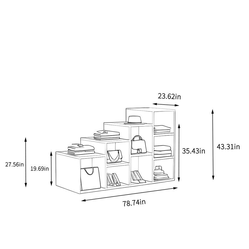 Présentoir à vêtements double face, H 43,31 po x l 70,87 po x P 23,62 po, Noyer