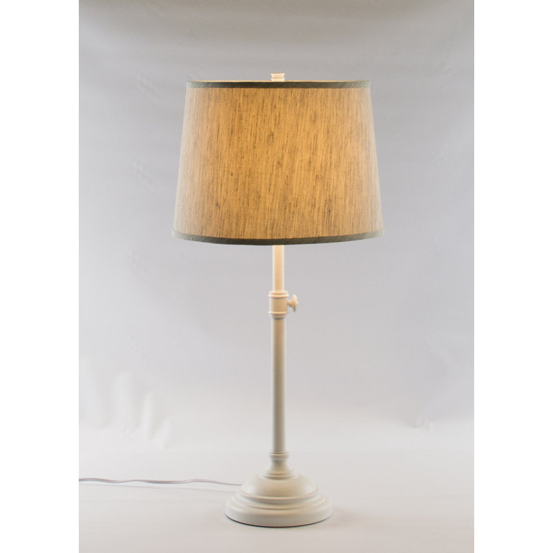 Lampe de table 34 po Caitlynne, Lin gris, Blanc