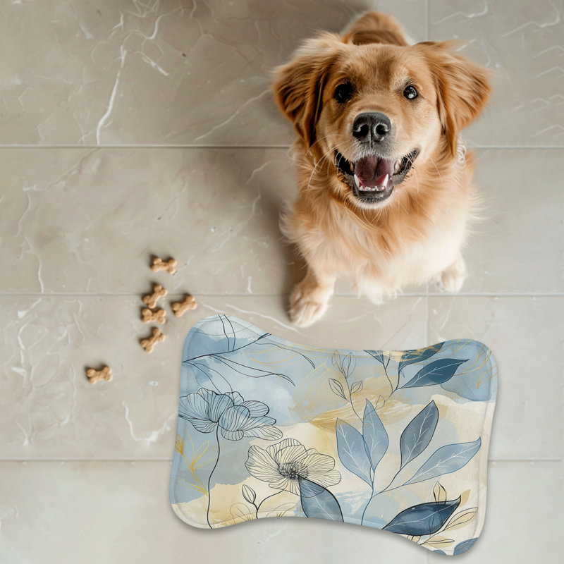 Tapis d'alimentation bleu en forme d'os Blue Wabi Sabi