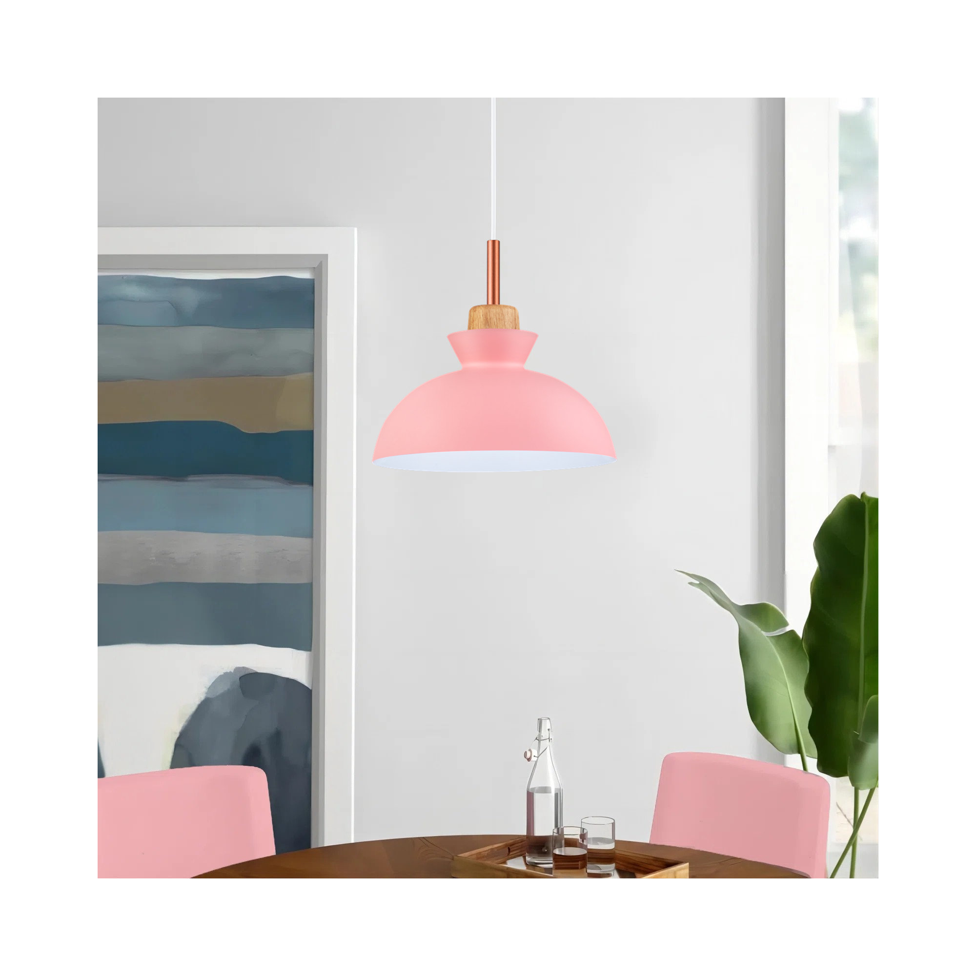 Ozma 1 - Light Single Dome Pendant, Pink