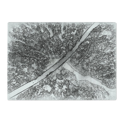 Tempered Glass Road Through the Winter Forest Chopping Board