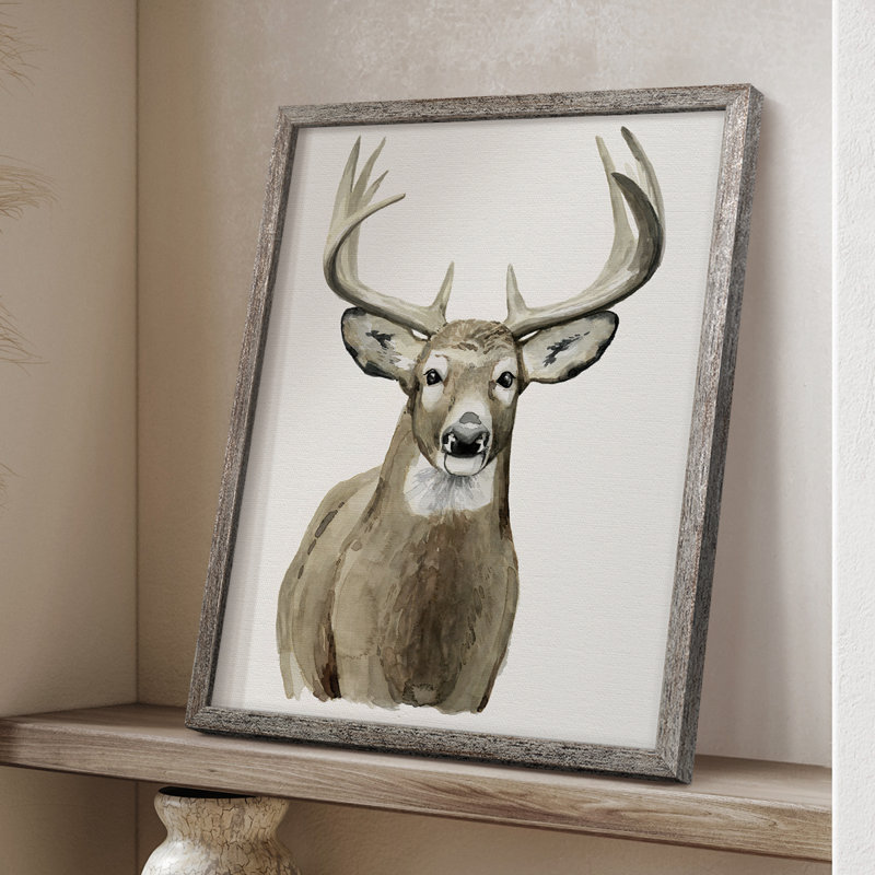 Impression encadrée Handsome Whitetail II - bois massif, H 15 po x l 12 po