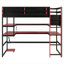 Structure de lit mezzanine en MDF et en bois riche en bois rouge, station de jeu multifonctionnelle avec rangement intégré pour les chambres modernes à la pointe de la technologie