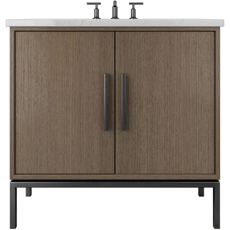 Rift White Oak Single Bath Vanity, 48", Smoked Modern, Matte Black