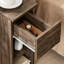 Table de chevet étroite avec tiroir, table de chevet mince pour les petits espaces, table d'appoint compacte pour chambre à coucher avec tablette ouverte, assemblage facile, brun