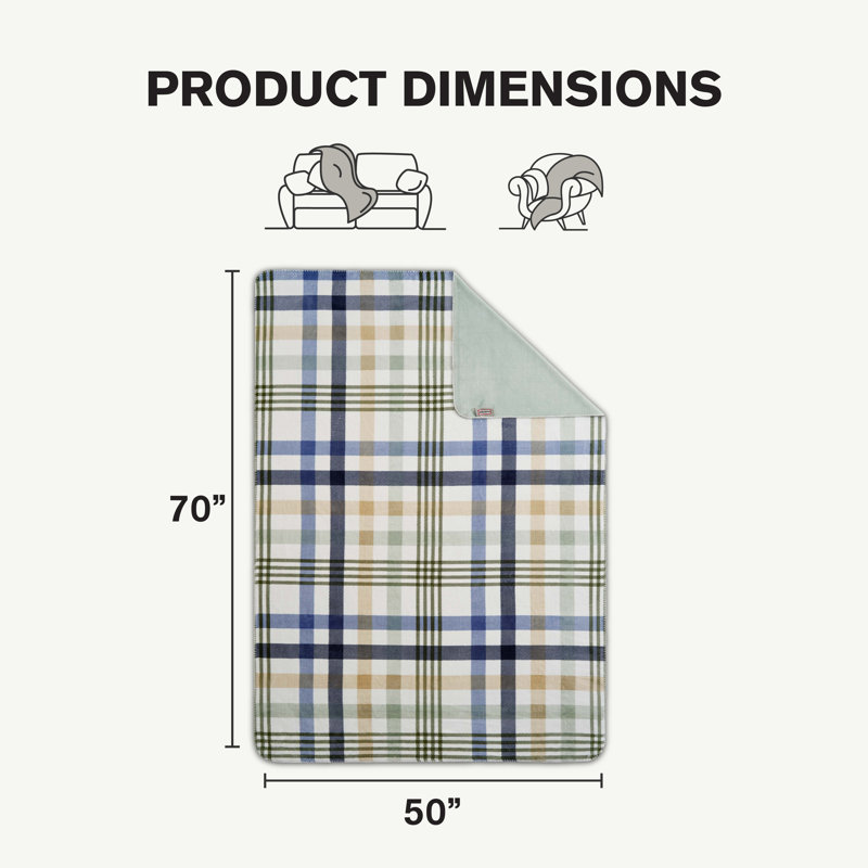 Hunter Reversible Plaid Plush Throw Blankets, Bristol Plaid