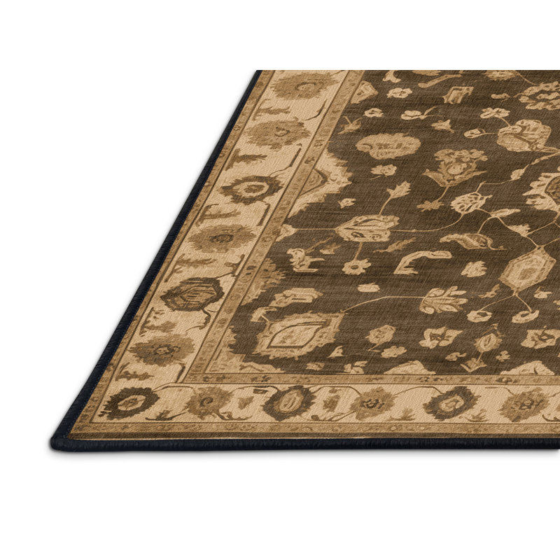 Machine Washable Overdyed Brown Area Rug, Rectangle 8' x 12'