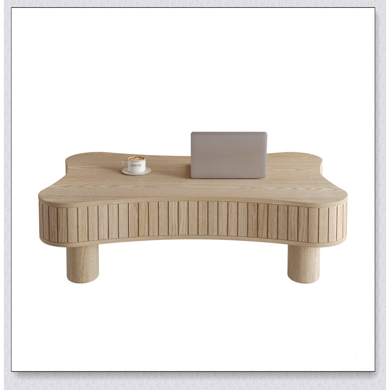 Table basse à plateau relevable avec panneaux cannelés, rangement caché, système de levage hydraulique silencieux et coins de sécurité courbés pour les salons modernes