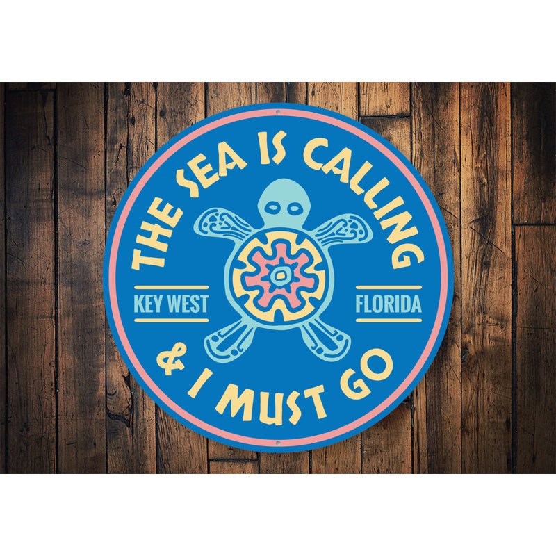 Panneau «Sea is Calling» en aluminium, H 12 po x l 12 po x P 0,04 po