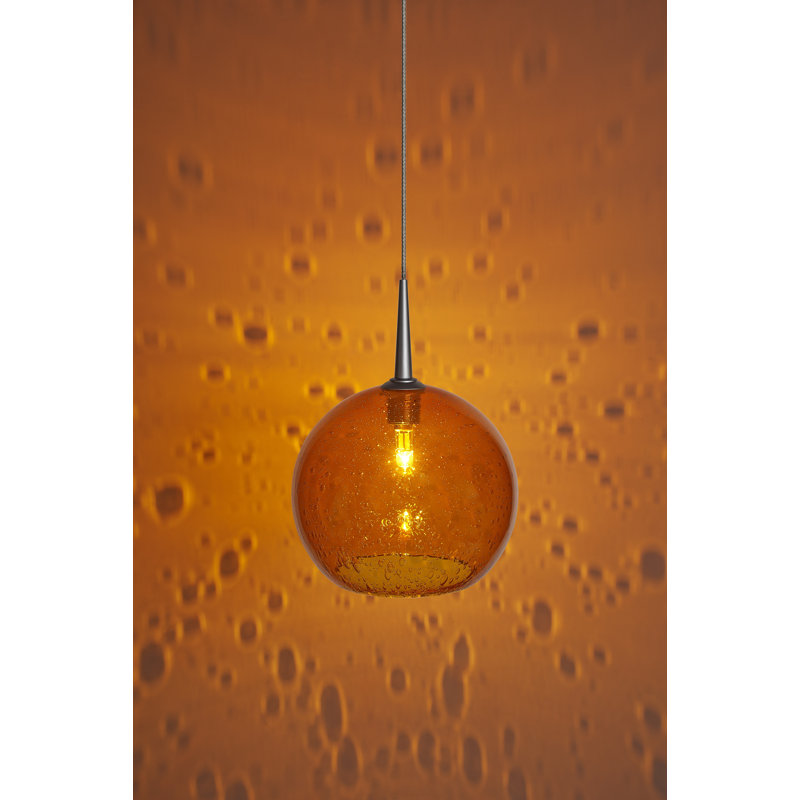 Bobo 2 - luminaire suspendu à 1 lumière de tension - pavillon Kiss 4 "- finition bronze - abat-jour en verre ambré, Chrome