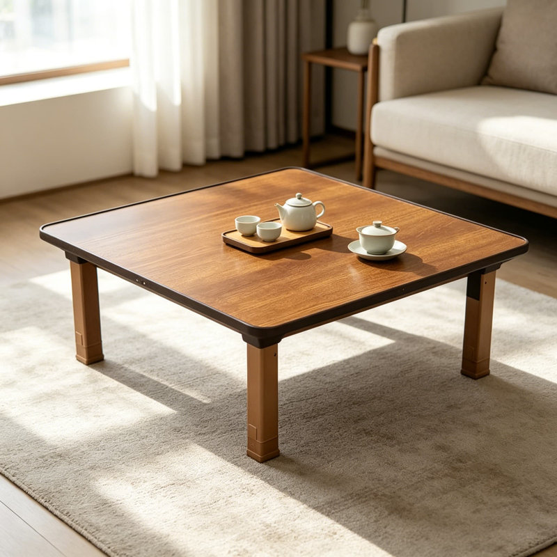 Table basse carrée pliante de style japonais, table basse pour tatami, petit bureau pour le bureau et le salon, bois aggloméré