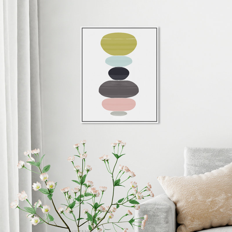 «Abstract Perfect Balance Circle Shapes», reproduction d'art graphique sur papier encadré, H 20 po x l 24 po x P 1,5 po