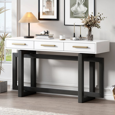 Console élégante avec trois tiroirs, table d'entrée très longue pour le vestibule