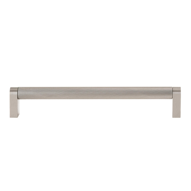 Brushed Nickel Knurled "Vero" Cabinet Hardware, 6-5/16" Drawer Pull