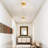 1-Light Brushed Brass Semi-Flush Mount Ceiling Light for Hallway