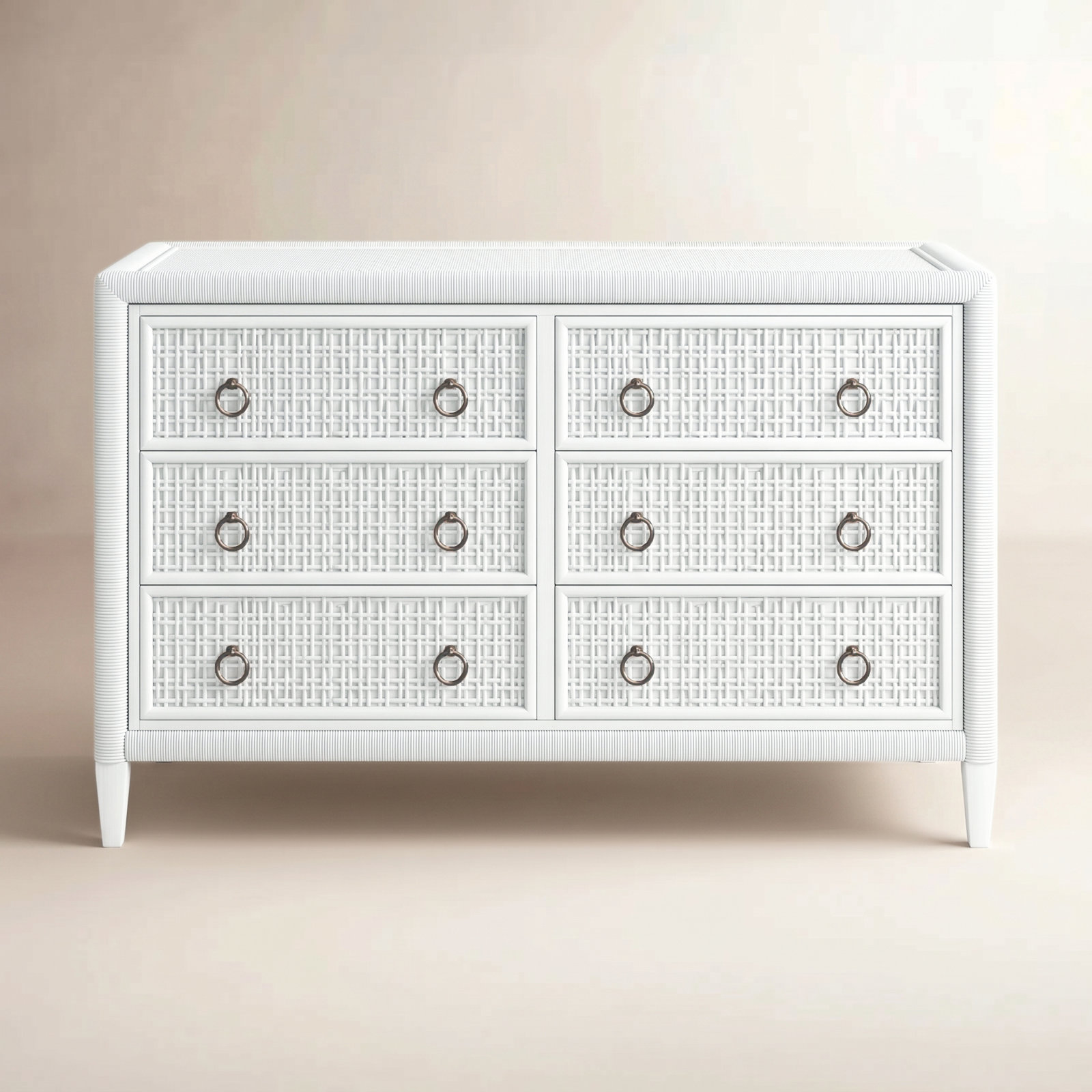 Monterey 6 Drawer 54'' W Dresser, Frost White, Yes, Satin Nickel