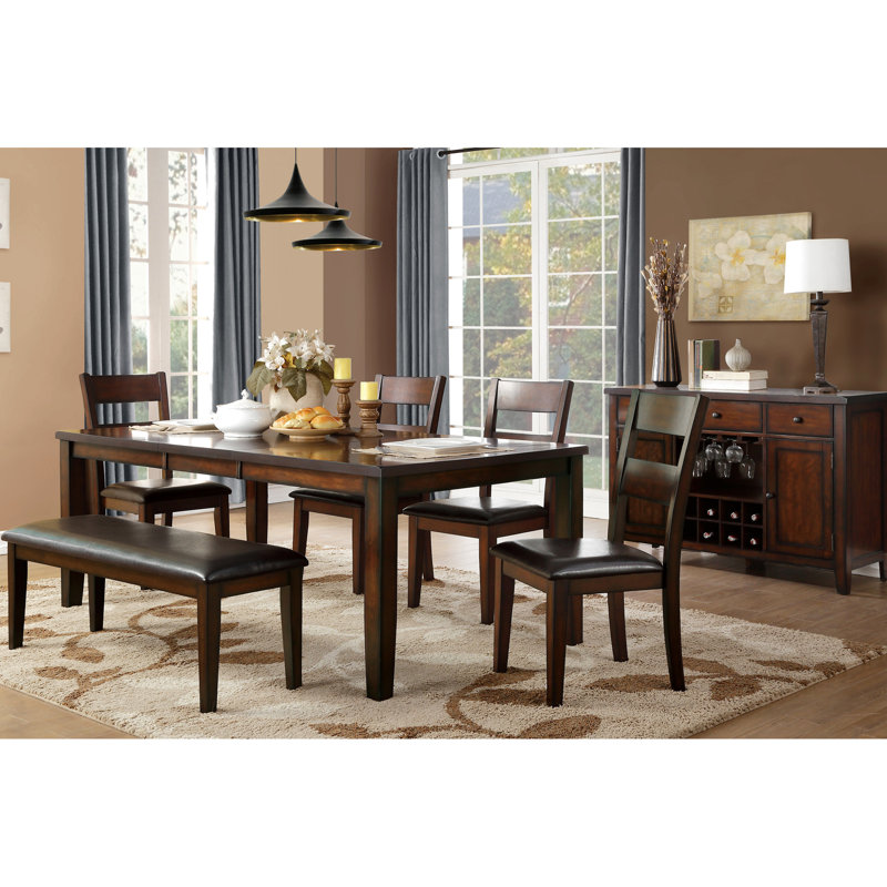 De 2 chaises d'appoint pour la salle à manger, finition cerisier, placage de manguier, similicuir, brun foncé, poids de 44 lb, largeur du siège de 19 po, hauteur de 11,75 po, poids