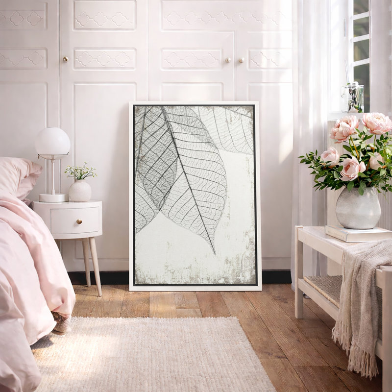 Impression sur toile encadrée Minimal Botanical, Toile avec cadre photo, H 24 po x l 16 po, Blanc