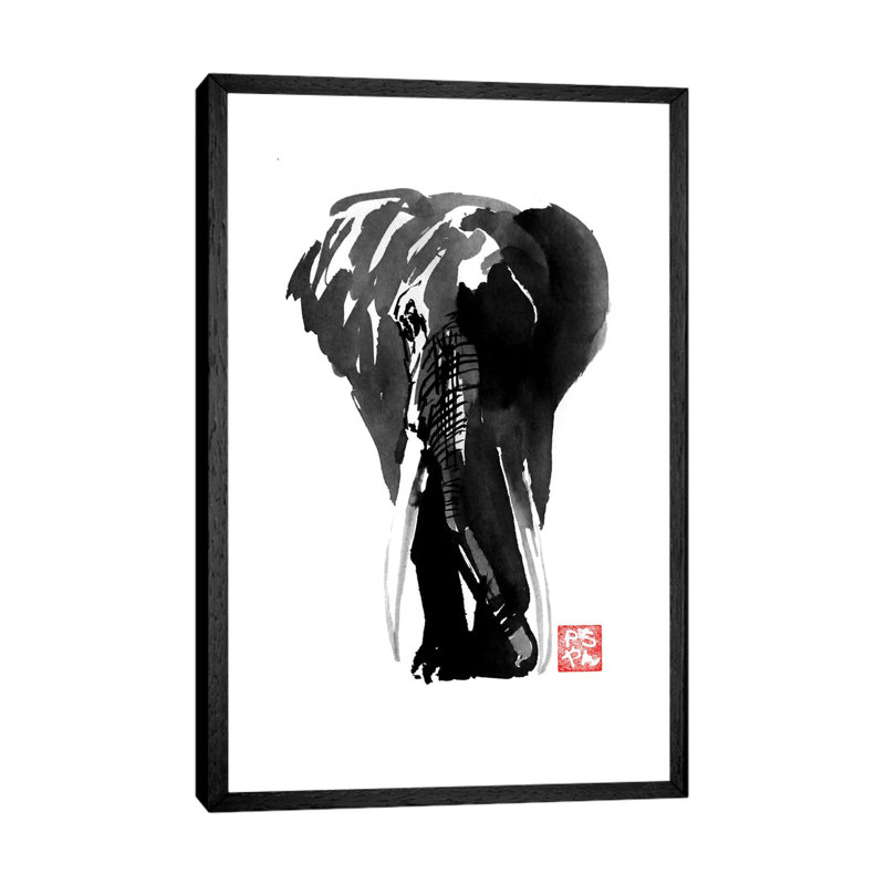 Elephant by Péchane - Print on Canvas, Black Framed, 66.04 cm H x 45.72 cm W