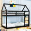Lit superposé en bois simple au-dessus de simple avec échelle et garde-corps Arcelin-2107158873