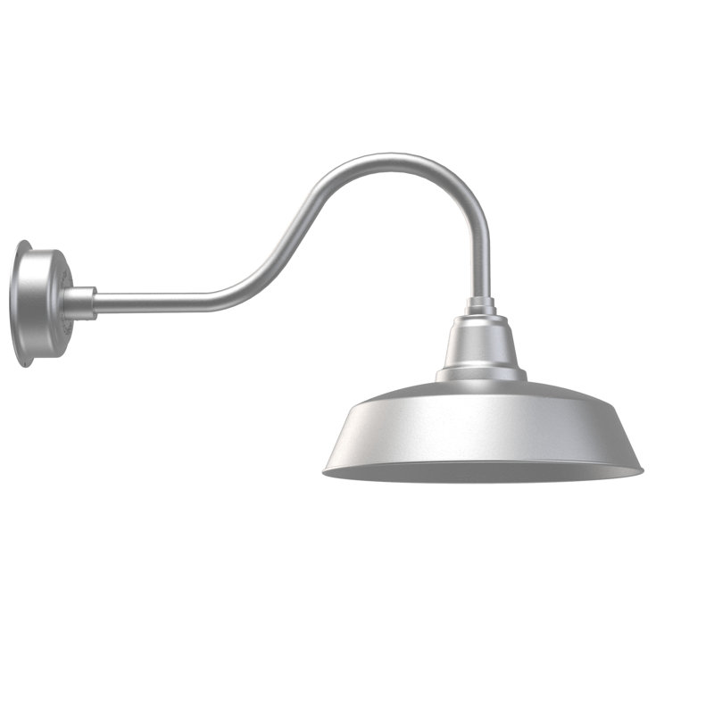 Luminaire de grange d'extérieur à DEL Vandervliet, Argent galvanisé, H 16,88 po x l 16 po x P 31,75 po