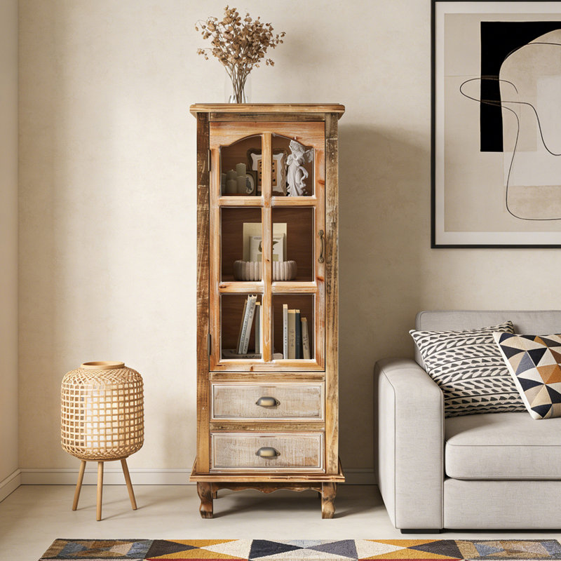 Armoire de rangement en bois rustique, Ancient White