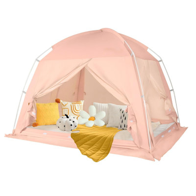 Tentes de lit à baldaquin - intime tente de rêve pour un sommeil intérieur confortable, réducteur de lumière et respirant, avec lit de tente de plancher à 4 portes