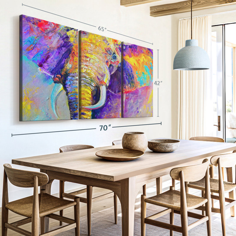 Animal «Rainbow Elephant Canvas Print» sur, H 42 po x l 65 po x P 1,25 po