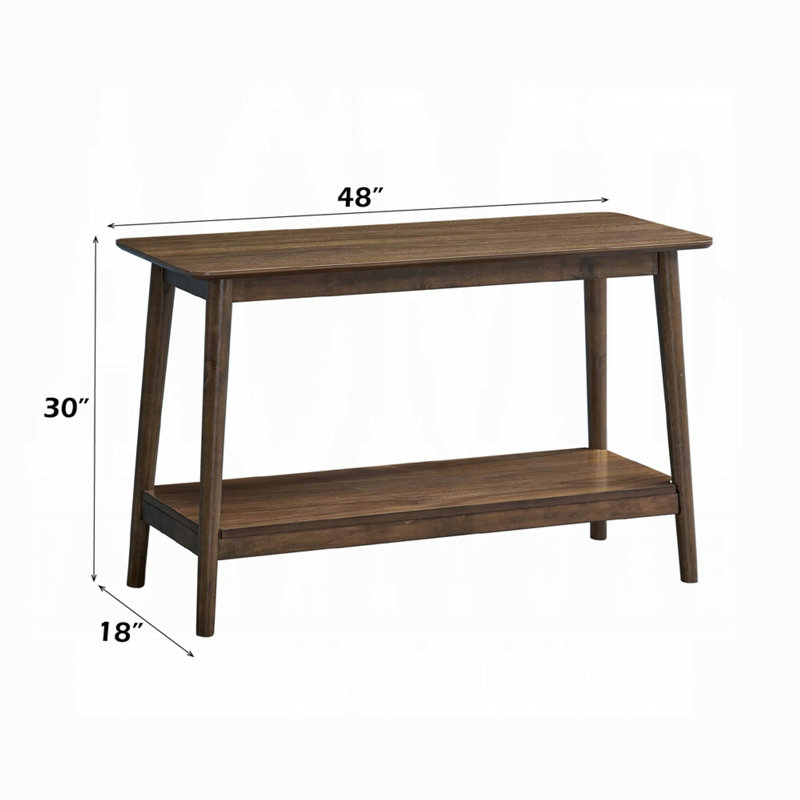 Console de canapé Fexy, plateau de 48 pouces avec tablette inférieure, brun noyer